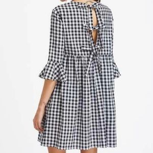 Black & White Gingham Dress w/ Tie detail in back